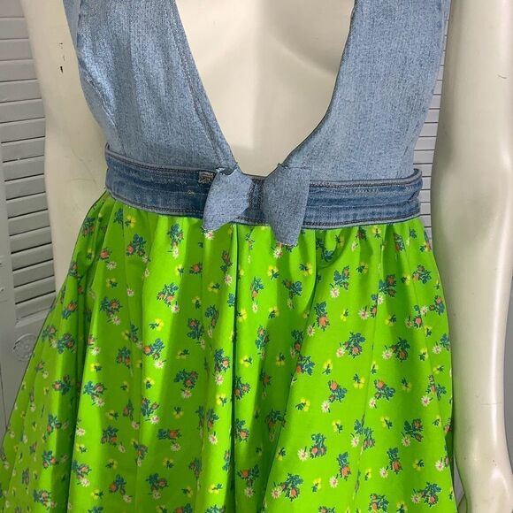 NWT Vintageinc Handmade Denim Halter Top Full Circle Dress Free Size - Picture 11 of 16